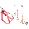 PET LEASH 1,2 M W/HARNESS REFLECT SMALL ASSORT 3