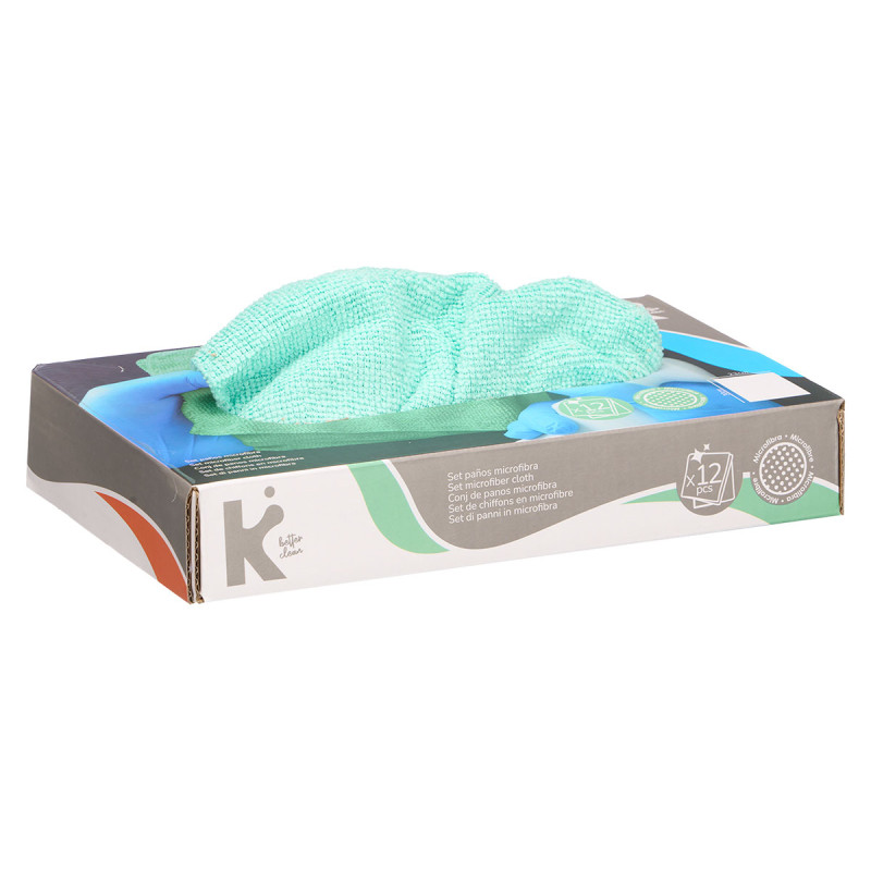 CONJ 12 PANOS MICROFIBRA VERDE MENTA 30X23CM
