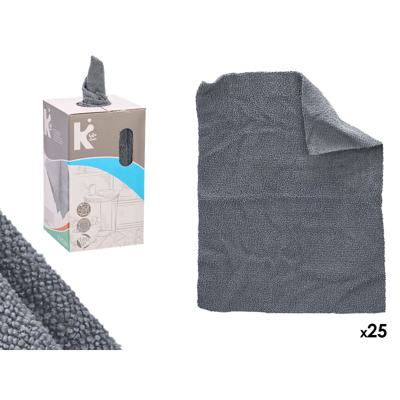 SET 25 CHIFFONS EN MICROFIBRE GRIS 30X23CM