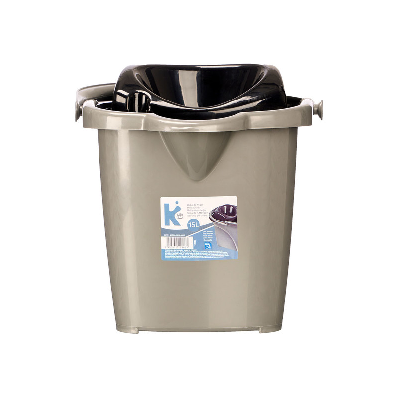 BALDE PARA ESFREGONA 15L PRETO CINZENTO