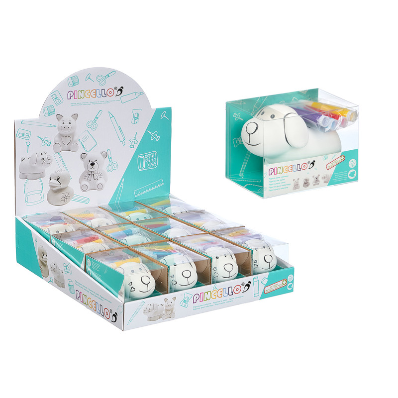 HUCHA PERRITO CERAMICA CON 4 ROTULADORES