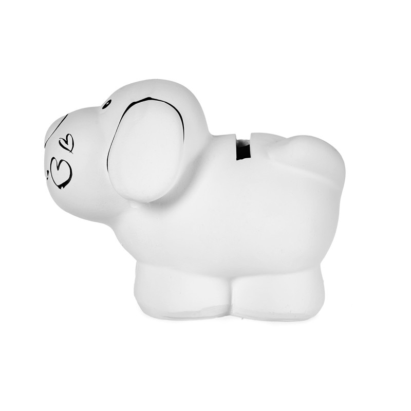 HUCHA PERRITO CERAMICA CON 4 ROTULADORES