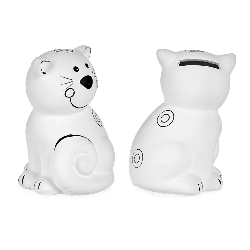 HUCHA GATO CERAMICA CON 4 ROTULADORES