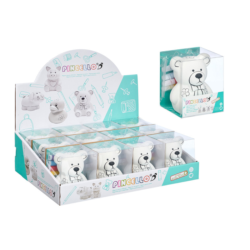 HUCHA OSO CERAMICA CON 4 ROTULADORES