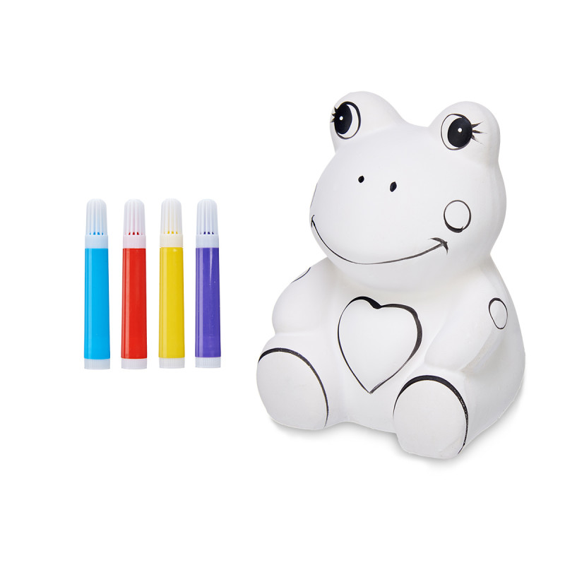 HUCHA RANA CERAMICA CON 4 ROTULADORES