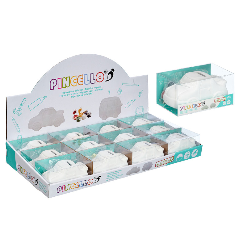 HUCHA PINTAR COCHE 6 COLORES PINCEL