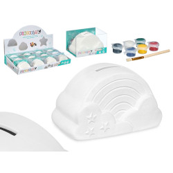 PIGGY BANK TO PAINT RAINBOW 6 COLORS BRUSH