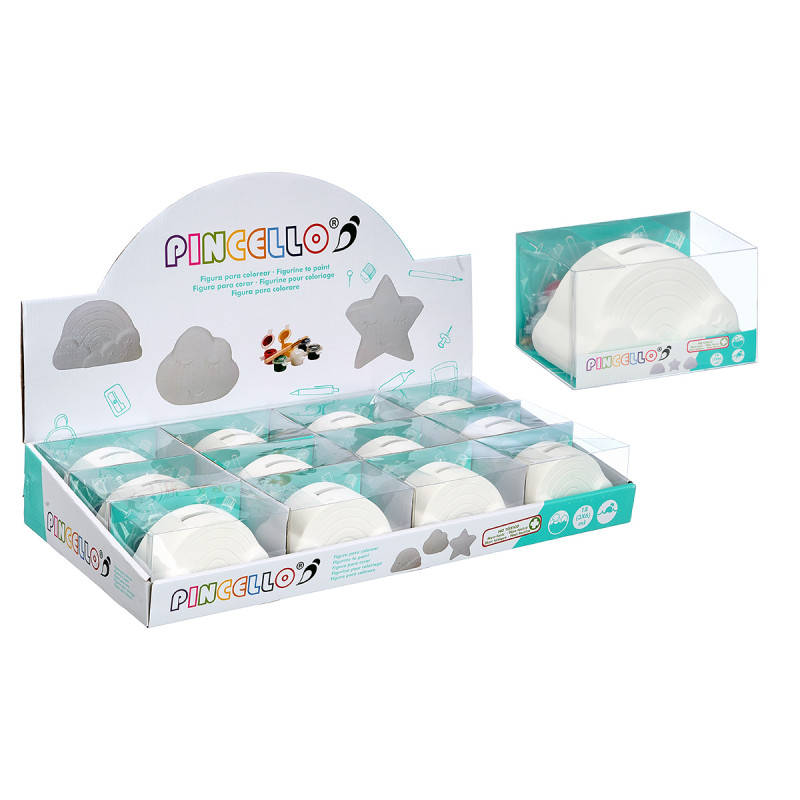 HUCHA PINTAR ARCOIRIS 6 COLORES PINCEL