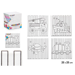 LIENZO MANUALIDAD 25X25CM VEHICULOS SURT 4