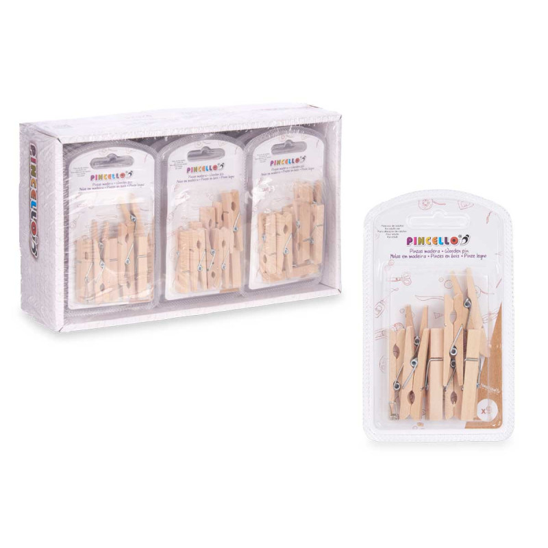 SET 9 PINZE LEGNO NATURALE GRAN