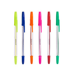CONJ 6 CANETAS NORMAIS FLUORESCENTE 