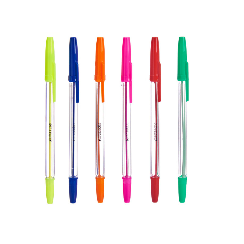 CONJ 6 CANETAS NORMAIS FLUORESCENTE 