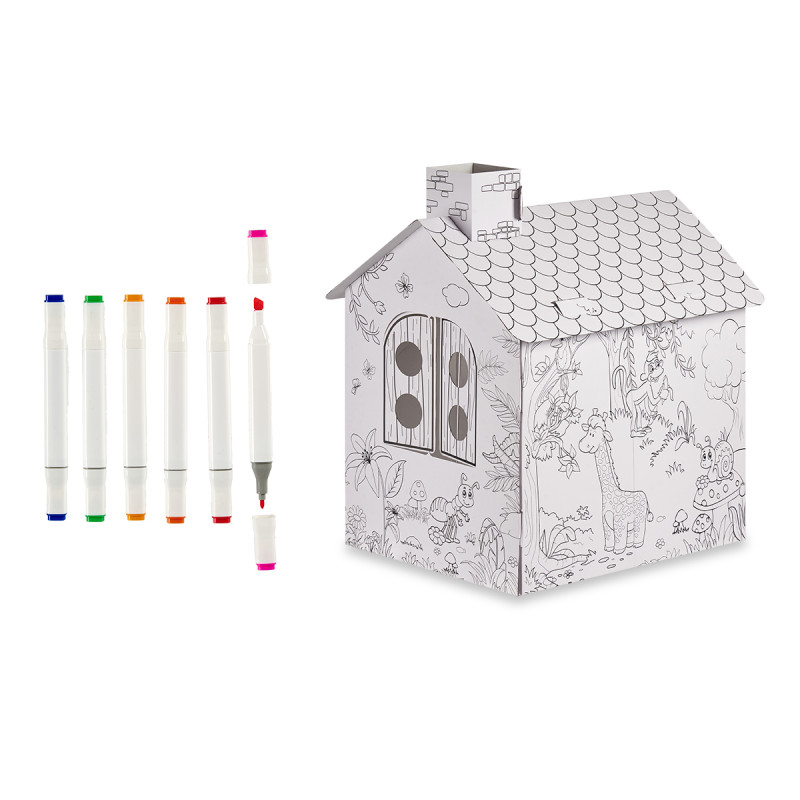 SET DE COLOREAR PAPEL CASA CON 6 ROTULADORES