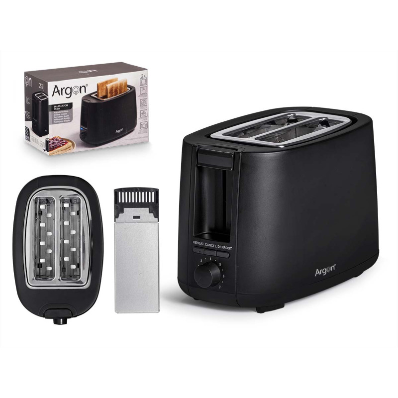 GRILLE-PAIN DOUBLE NOIR MAT 750W