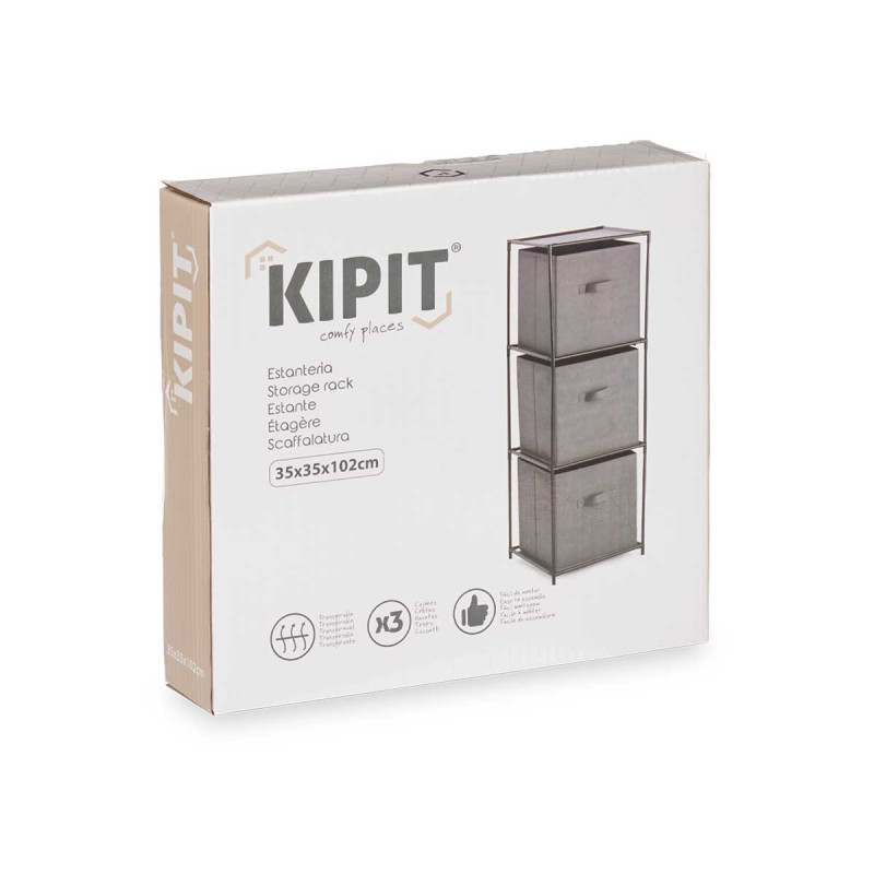 SCAFFALE 3 CASSETTI TNT GRIGIO