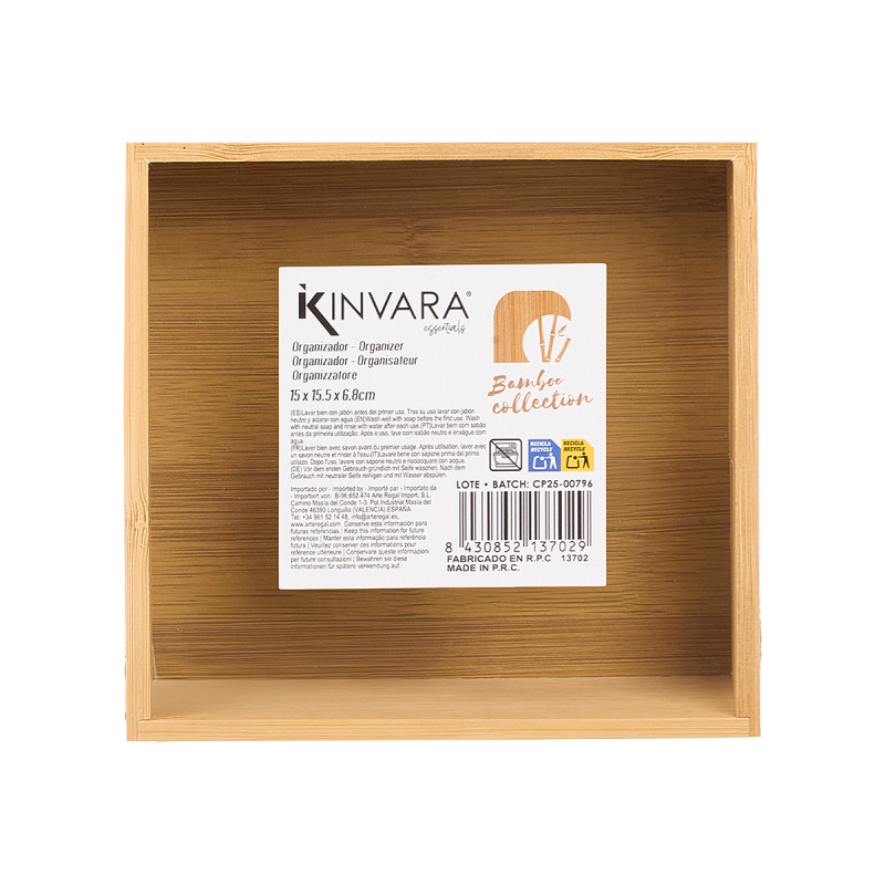 ORGANIZADOR BAMBU RETANGULAR 15X15,5CM