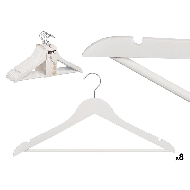 SET 8 PERCHA MADERA BLANCA 44,5X23CM