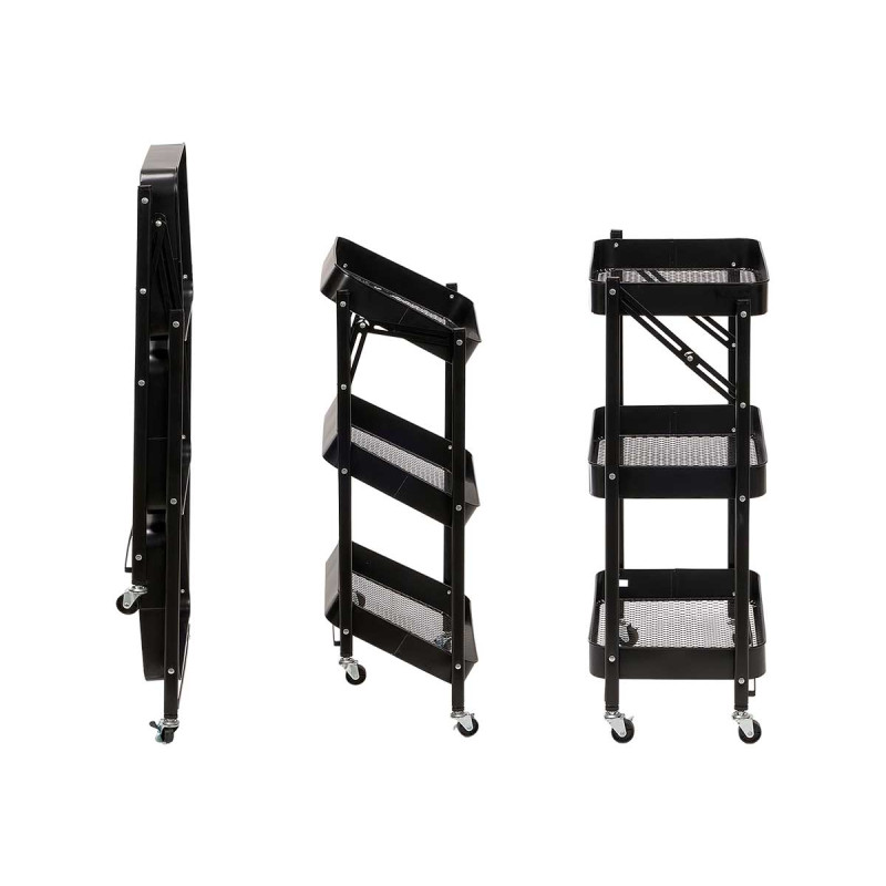 CHARIOT 3 NIVEAUX PLIABLE NOIR