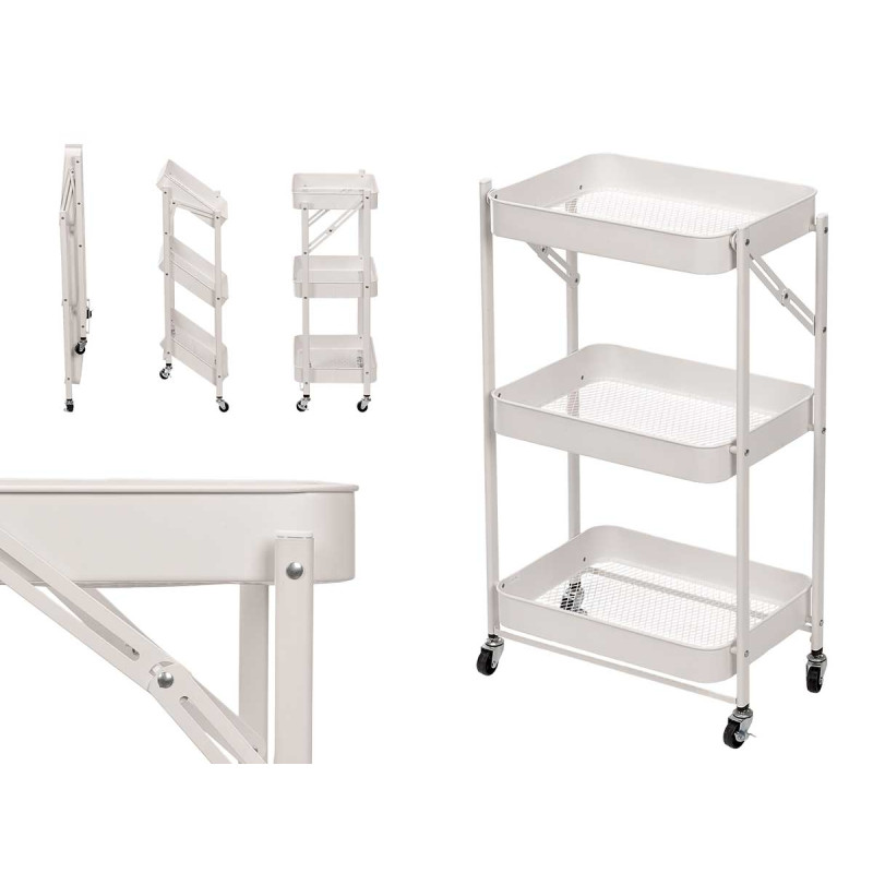 CHARIOT 3 NIVEAUX PLIABLE BLANC