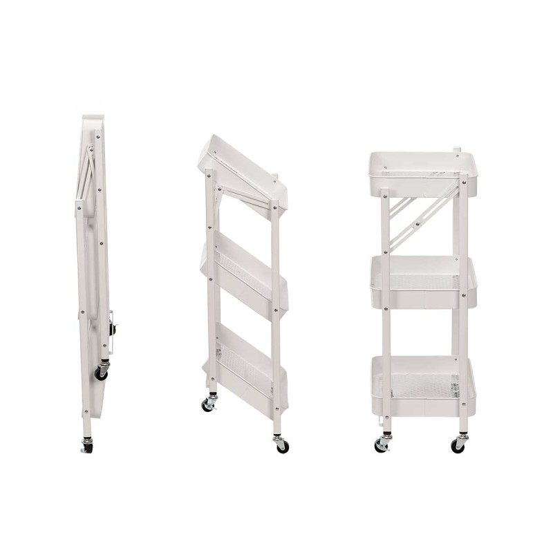 CHARIOT 3 NIVEAUX PLIABLE BLANC
