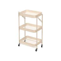 3 TIERS FOLDABLE ROLLING CART CREAM