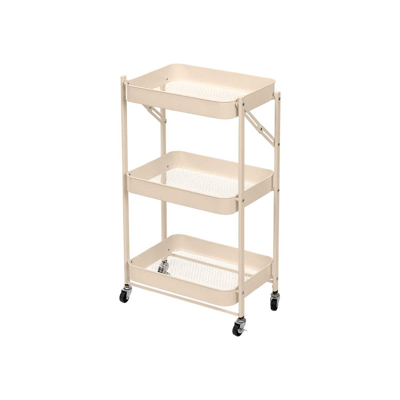CARRITO 3 ALTURAS PLEGABLE CREMA