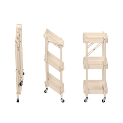 CHARIOT 3 NIVEAUX PLIABLE CRÈME