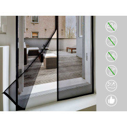 MAGNETIC INSECT DOOR SCREEN BLACK 90X210CM 