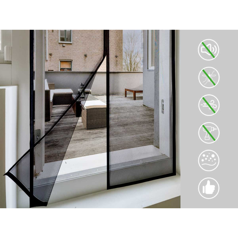 MAGNETIC INSECT DOOR SCREEN BLACK 90X210CM 