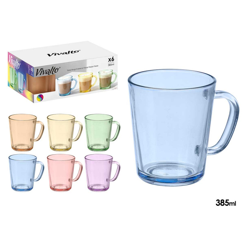 PICHET MUG ASSORTI 6 COUL 385 ML