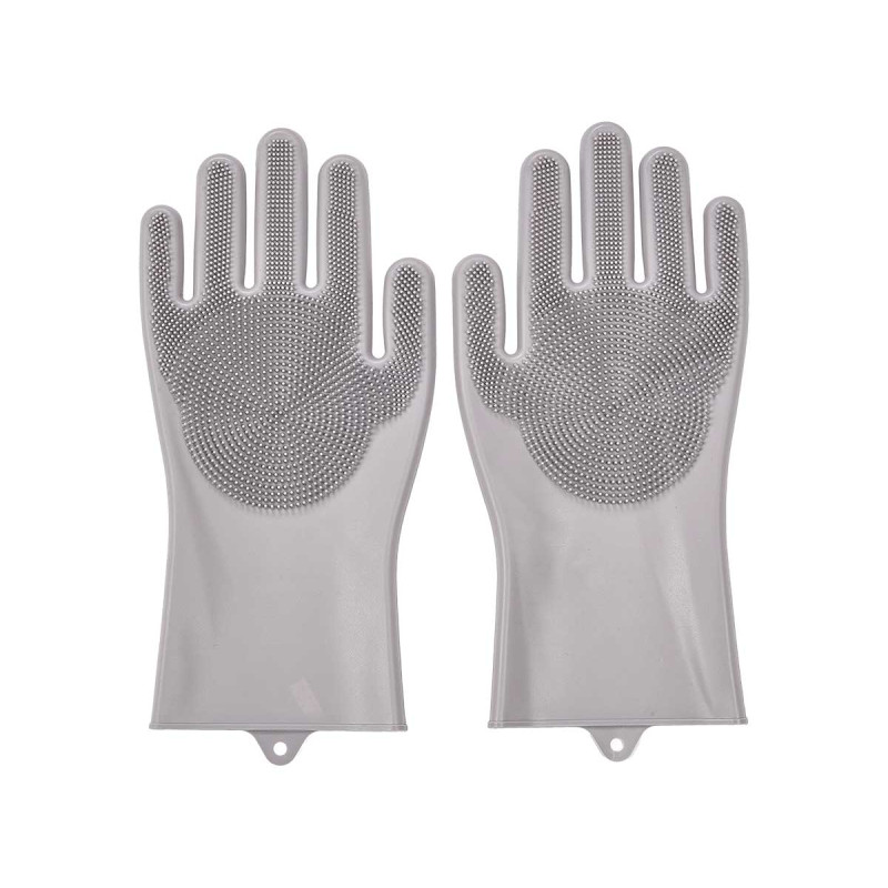 SET 2 SILICONE SCRUBBING GLOVES GRAY