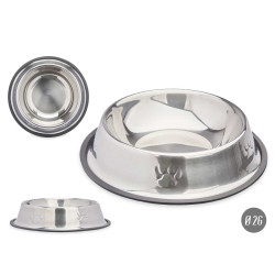 COMEDOURO METALICO 26CM PEGADAS C ANTIDERRAPANTE