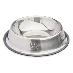 COMEDOURO METALICO 26CM PEGADAS C ANTIDERRAPANTE