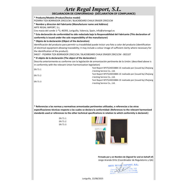 ARDOISE CRAIE EFFACEUR 29X21CM