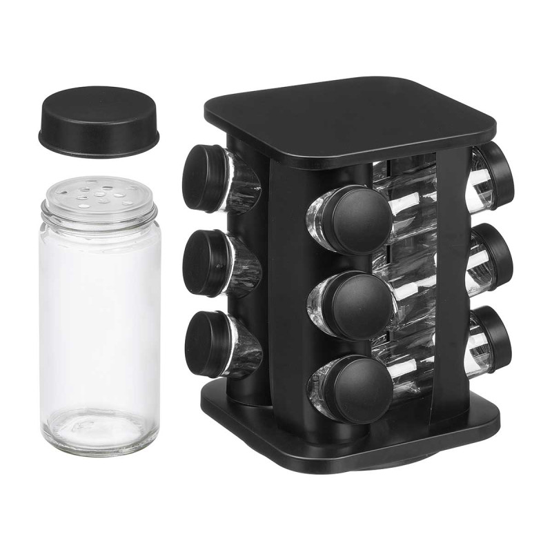 CONJUNTO FRASCOS ESPECIARIAS PRETO 12 U