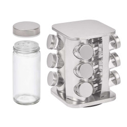 CONJUNTO FRASCOS ESPECIARIAS AÇO 12 U