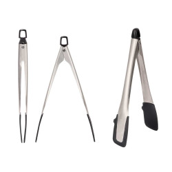 PINZA ALIMENTI ACCIAIO SILICONE NERO