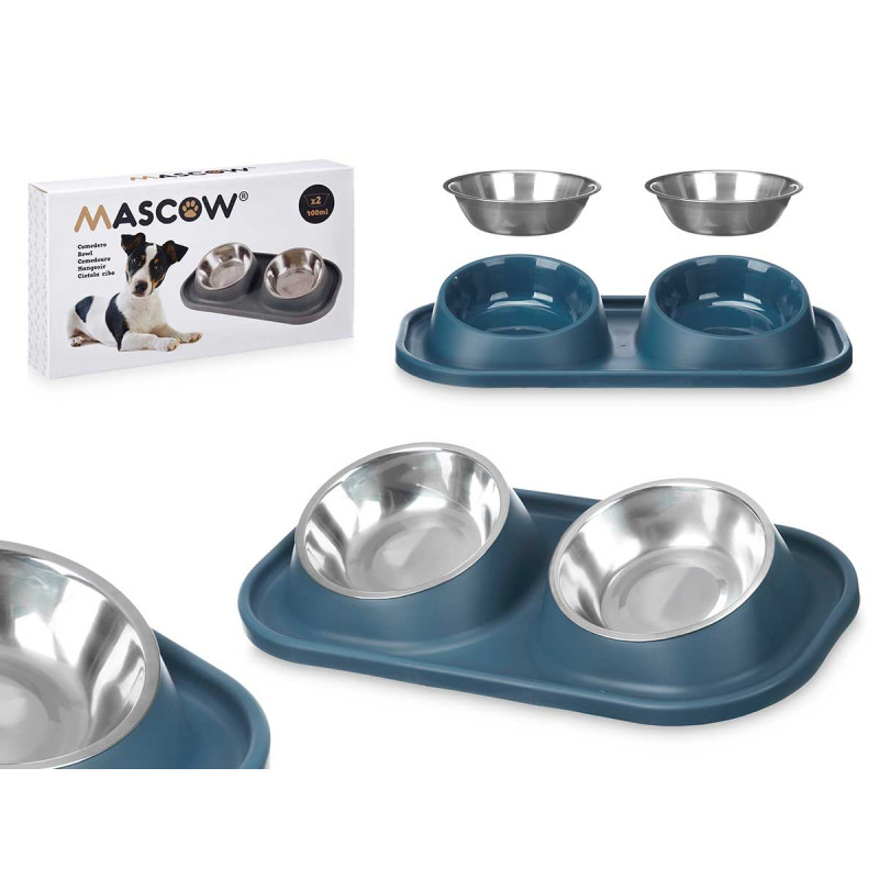 MANGEOIRE DOUBLE METAL DESIGN BLEU