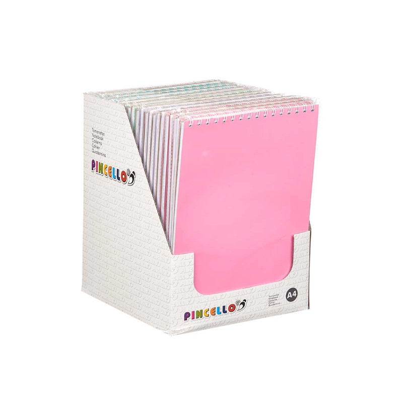 CAHIER A4 40 FEUILLES ANEAU PASTEL COUL.ASSORT 4