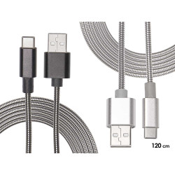 CÃ‚BLE USB A C 1,2M ASSORTI 2 COUL.