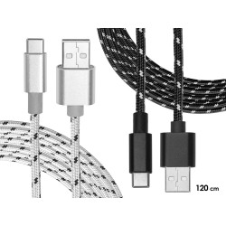 CABLE NYLON USB A C 1,2M SURT 2 COL