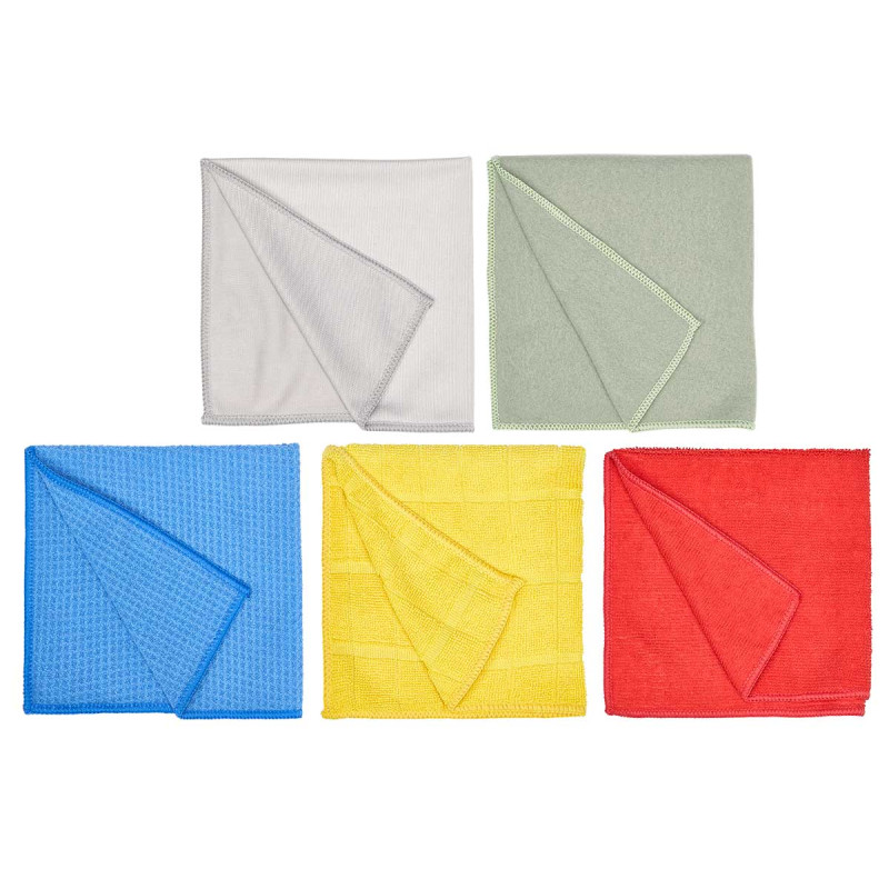 SET 5 CLEANING CLOTH 35X35CM ASRT 5 COL