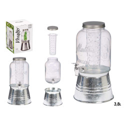 JARRA CON SOPORTE Y ENFRIADOR 3800ML PLATA