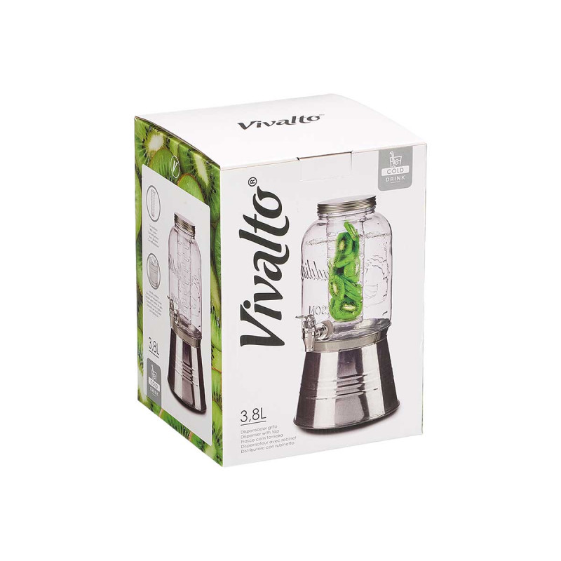 JARRA CON SOPORTE Y ENFRIADOR 3800ML PLATA