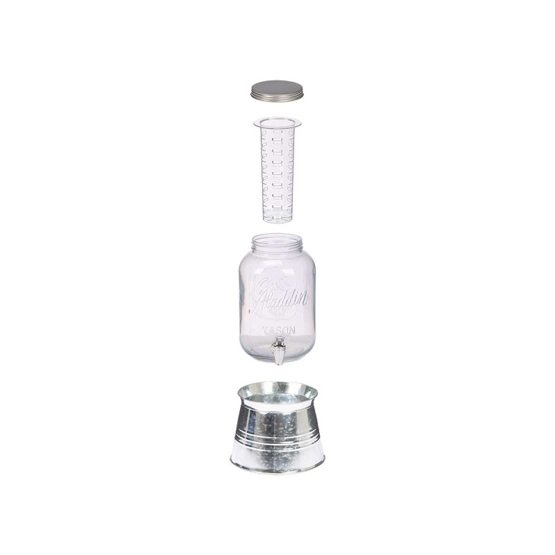 JARRA CON SOPORTE Y ENFRIADOR 3800ML PLATA