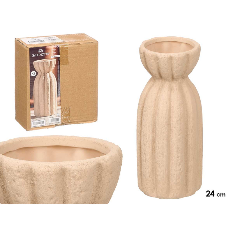 WIDE STRIPED SAHARA EARTHY VASE MEDIUM