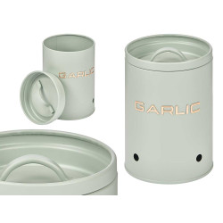 MINT GREEN GARLIC STORAGE JAR WITH EMBOSSED LETTER