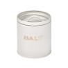 WHITE SALT JAR WITH RAISED LETTERS