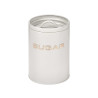 WHITE SUGAR JAR WITH RAISED LETTERS
