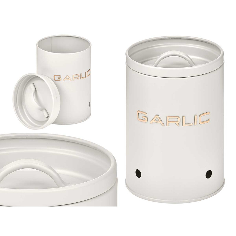 GARLIC JAR WITH WHITE RAISED LETTERING